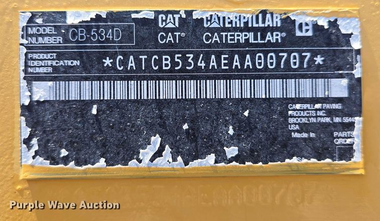 image for item DR3868 2009 Caterpillar CB534D XW double drum vibratory roller