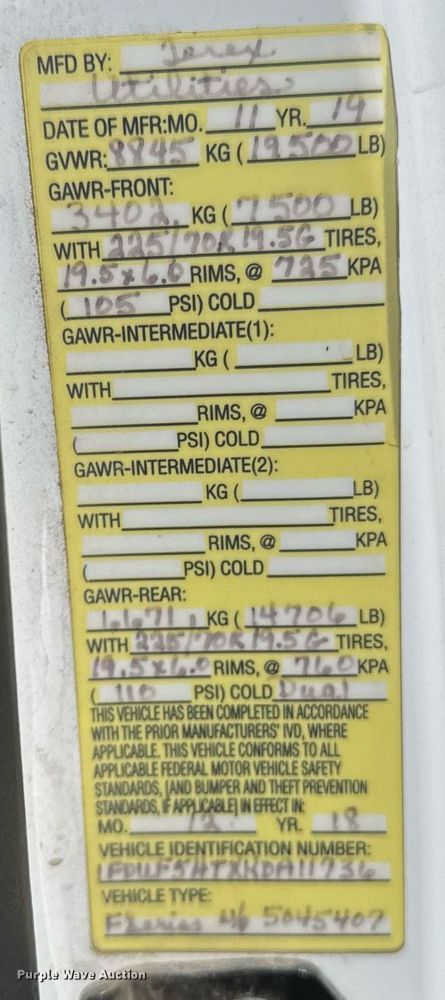 image for item DU9335 2019 Ford F550 bucket truck