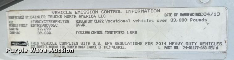 image for item DU9336 2014 Freightliner Business Class M2 bucket truck