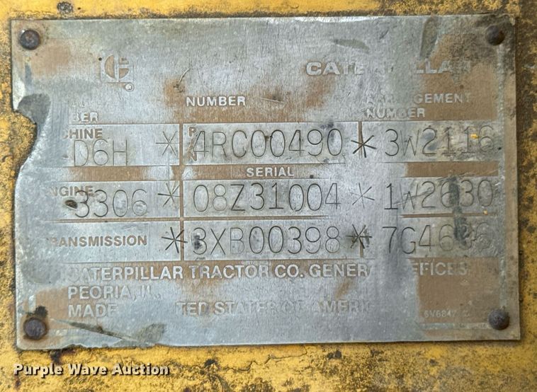 image for item DU9342 1986 Caterpillar D6H Series II dozer