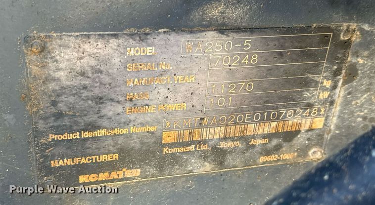 image for item DV1766 2004 Komatsu WA250-5 wheel loader