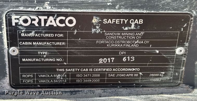 image for item DW3373 2018 Sandvik Pantera DP1100i top hammer drill