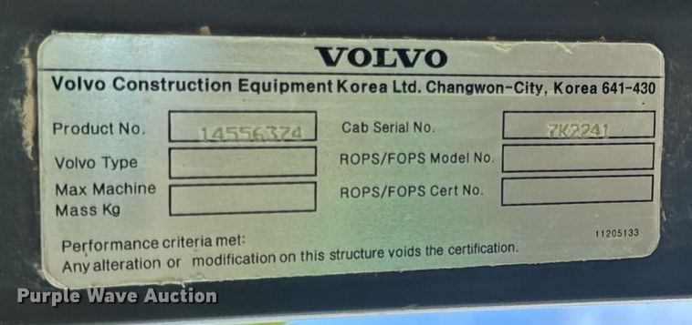 image for item DW3374 2008 Volvo EC210C L excavator