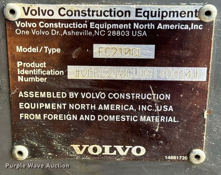 image for item DW3374 2008 Volvo EC210C L excavator