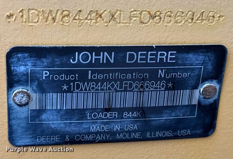 image for item DW3387 2015 John Deere 844K-II wheel loader