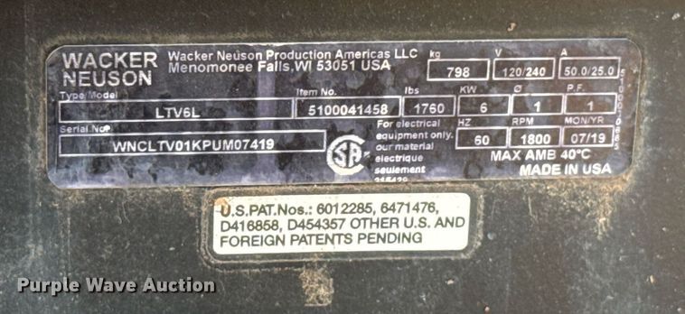 image for item DW5119 2019 Wacker Neuson LVT6 light plant