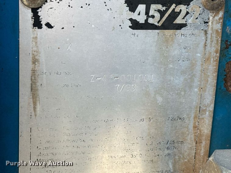 image for item DW5127 1993 Genie Z-45/22 boom lift