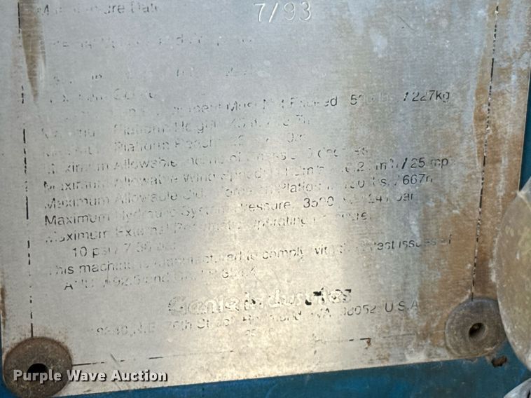 image for item DW5127 1993 Genie Z-45/22 boom lift