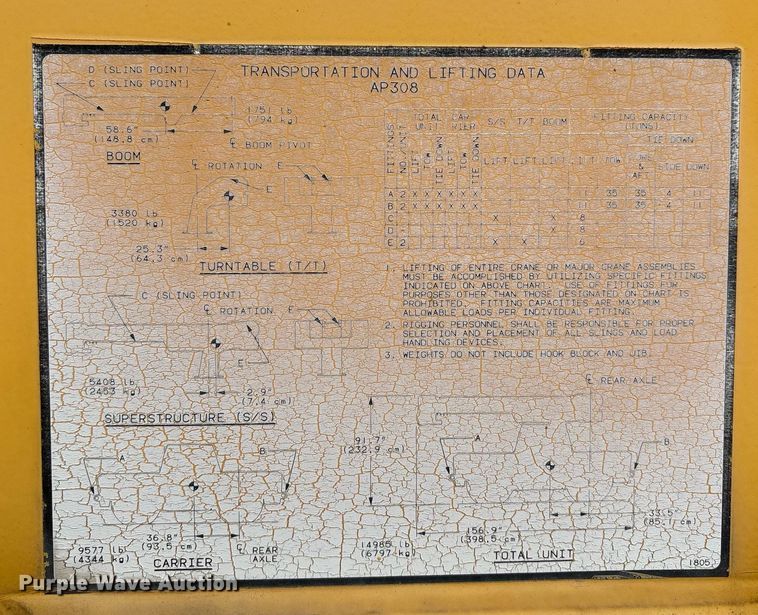 image for item DW7179 1998 Grove AP308 crane