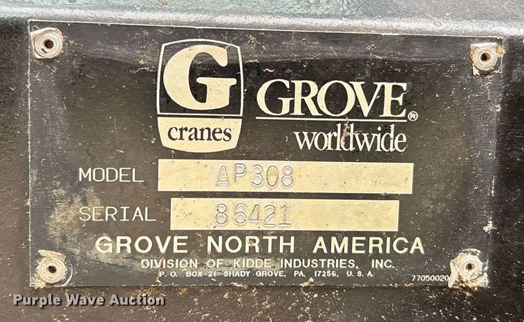 image for item DW7179 1998 Grove AP308 crane