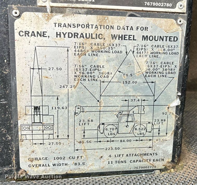 image for item DW7179 1998 Grove AP308 crane