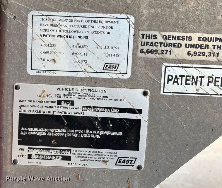 image for item DW7181 2015 East Genesis end dump trailer