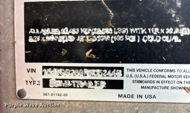 image for item DW7181 2015 East Genesis end dump trailer