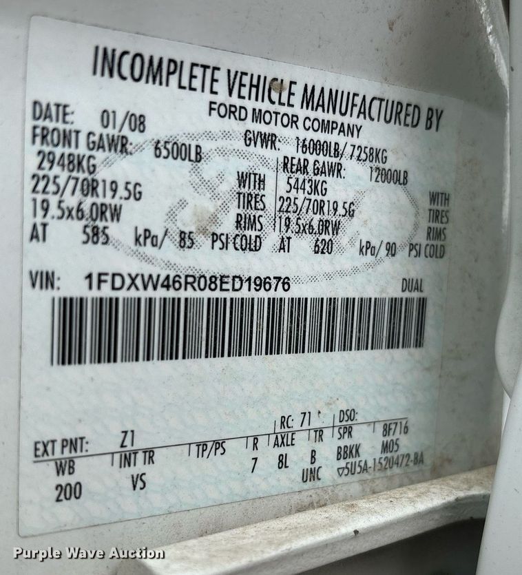 image for item DW7189 2008 Ford F450 Super Duty XL flatbed truck