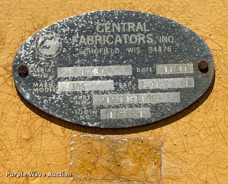 image for item DX5648 Central Fabricators 365 excavator bucket