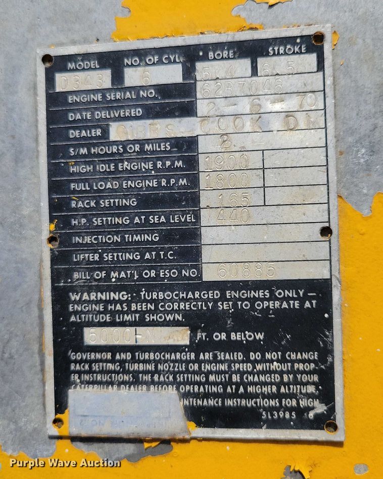 image for item DX7153 Caterpillar  D343 generator
