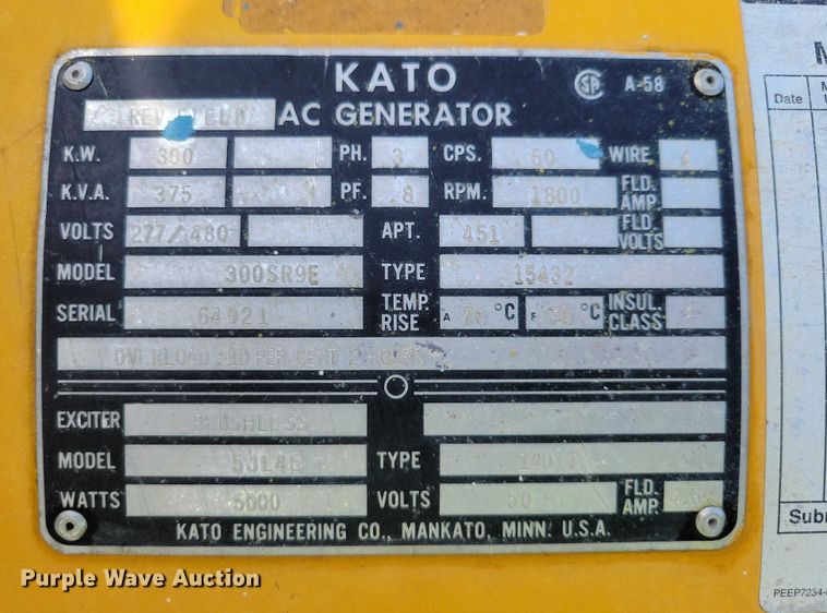 image for item DX7153 Caterpillar  D343 generator