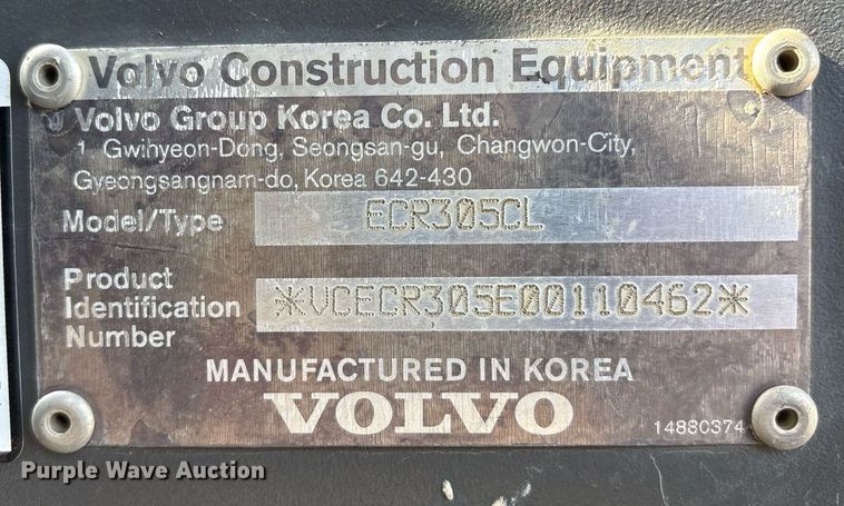 image for item DX8039 2014 Volvo ECR305CL excavator