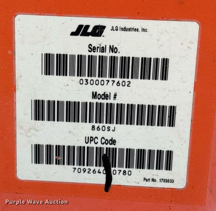 image for item DY0309 JLG 860SJ boom lift