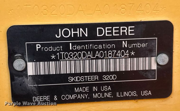 image for item DY0332 2010 John Deere 320D skid steer loader