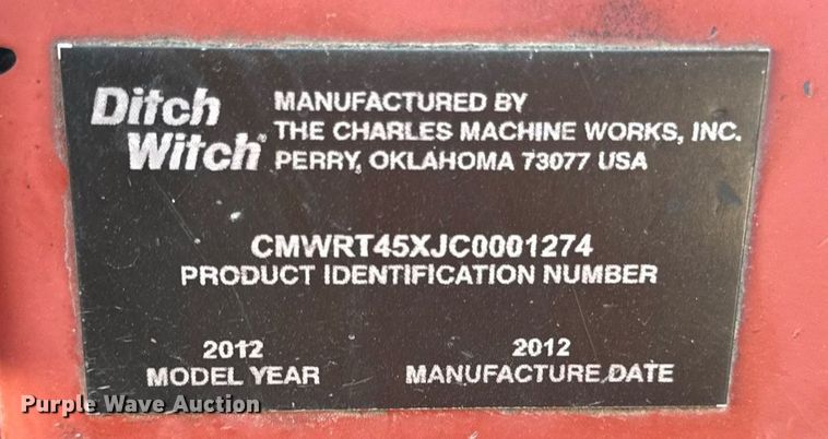 image for item DZ1480 2012 Ditch Witch RT45 trencher