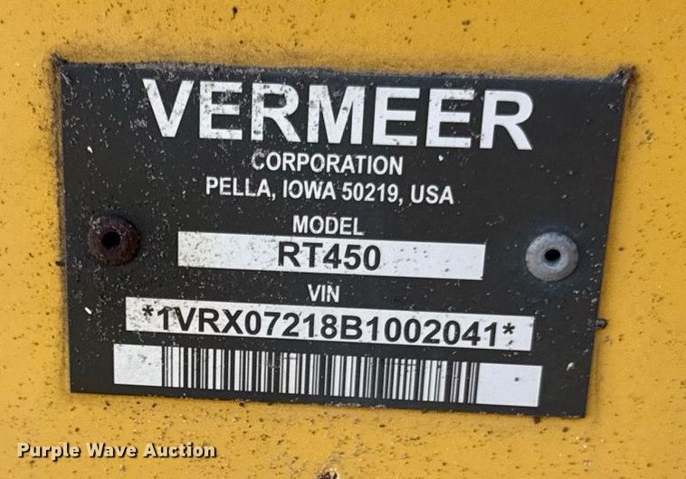 image for item DZ1481 2011 Vermeer RT450 trencher