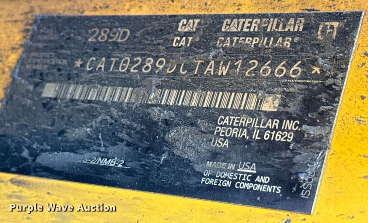 image for item DZ8677 2019 Caterpillar 289D tracked skid steer loader