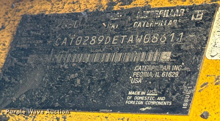 image for item DZ8678 2018 Caterpillar 289D tracked skid steer loader