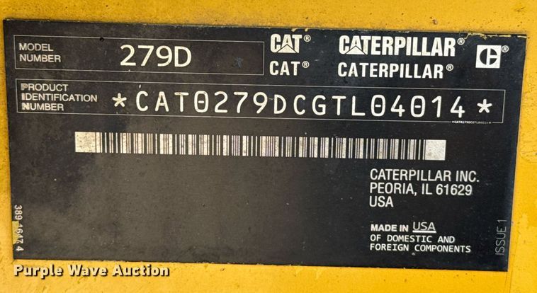 image for item DZ8680 2017 Caterpillar 279D tracked skid steer loader