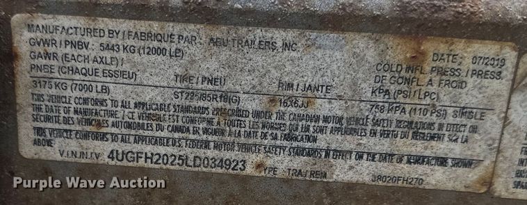 image for item EB2719 2020 ABU Trailers tilt deck equipment trailer