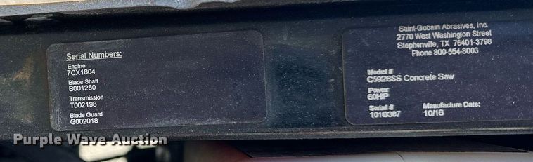 image for item EB2745 2016 Norton Clipper C5926SS concrete saw