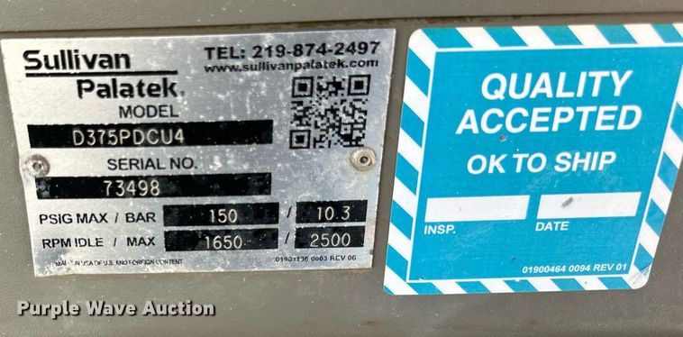 image for item EB2746 Sullivan Palatek D375PDCU4 air compressor