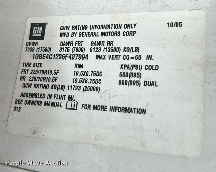 image for item EB2775 2006 Chevrolet C4500 utility / service truck