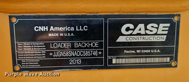 image for item EB8168 2013 Case 580 Super N backhoe