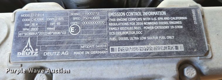 image for item EC1045 2017 Doosan C185 air compressor