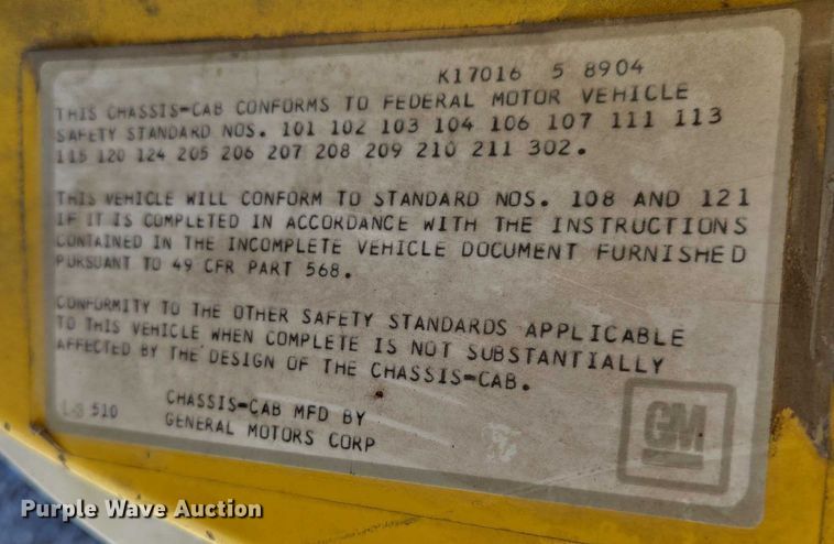 image for item ED2134 1987 Chevrolet C7 crane truck