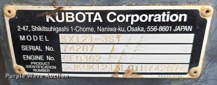 image for item ED2143 2012 Kubota KX121-3ST mini excavator