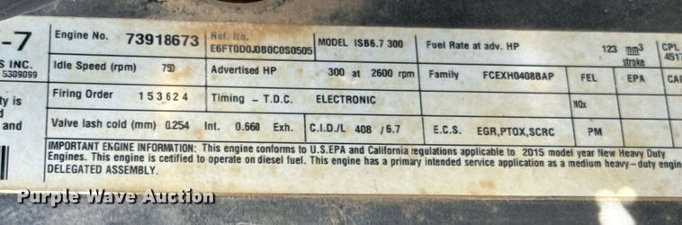 image for item ED5799 2016 Peterbilt 337 crane truck