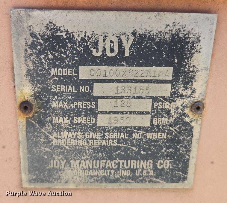 image for item EF1710 Joy G0100XS22A1FA air compressor