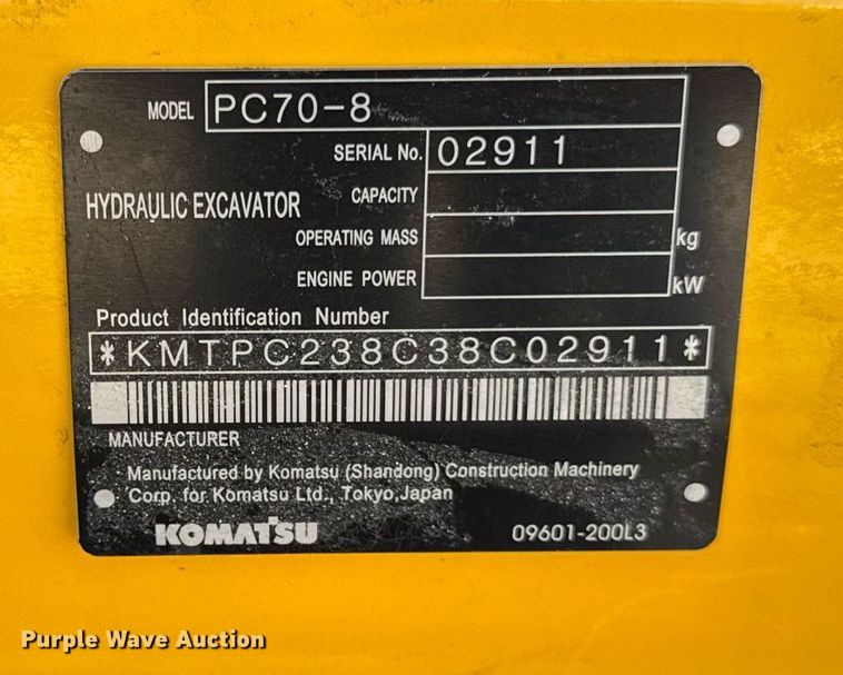 image for item EF2084 Komatsu PC70-8 mini excavator