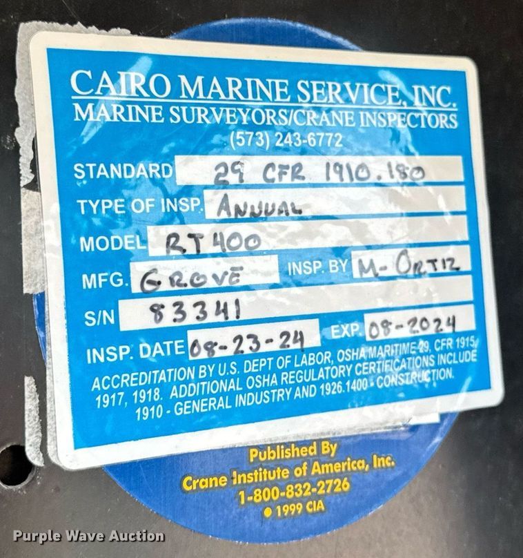 image for item EF2100 1996 Grove RT422 crane