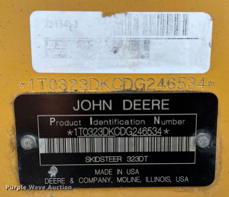 image for item EF2104 2013 John Deere 323DT tracked skid steer loader