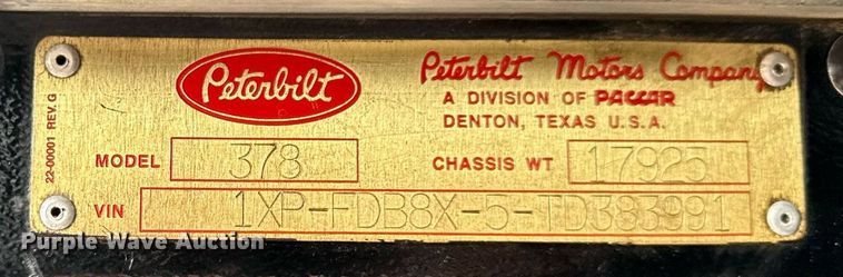image for item EG5925 1996 Peterbilt 378 dump truck