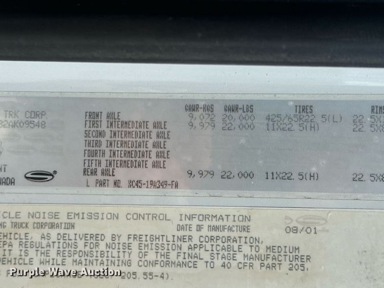 image for item EG5973 2002 Sterling L9500 sewer jetter truck