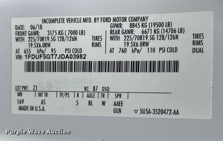 image for item EG5977 2018 Ford F550 Super Duty bucket truck