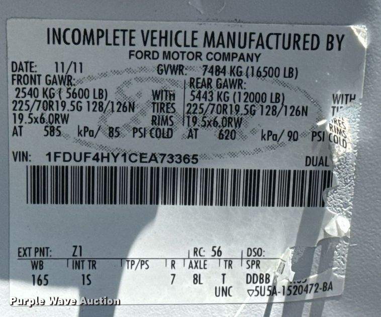 image for item EG5985 2012 Ford F450 Super Duty bucket truck