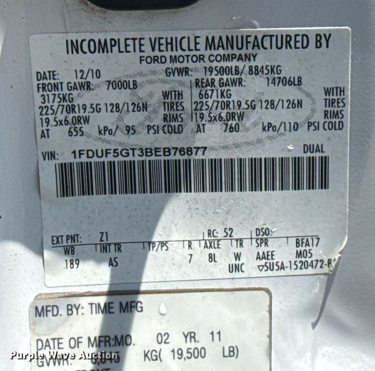 image for item EG6016 2011 Ford F550 Super Duty bucket truck