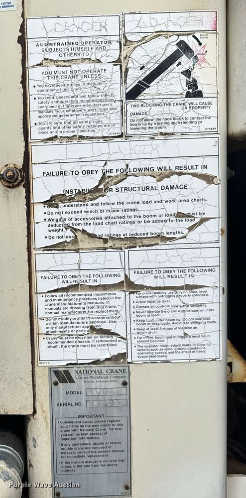 image for item EG6552 1997 Ford F800 crane truck