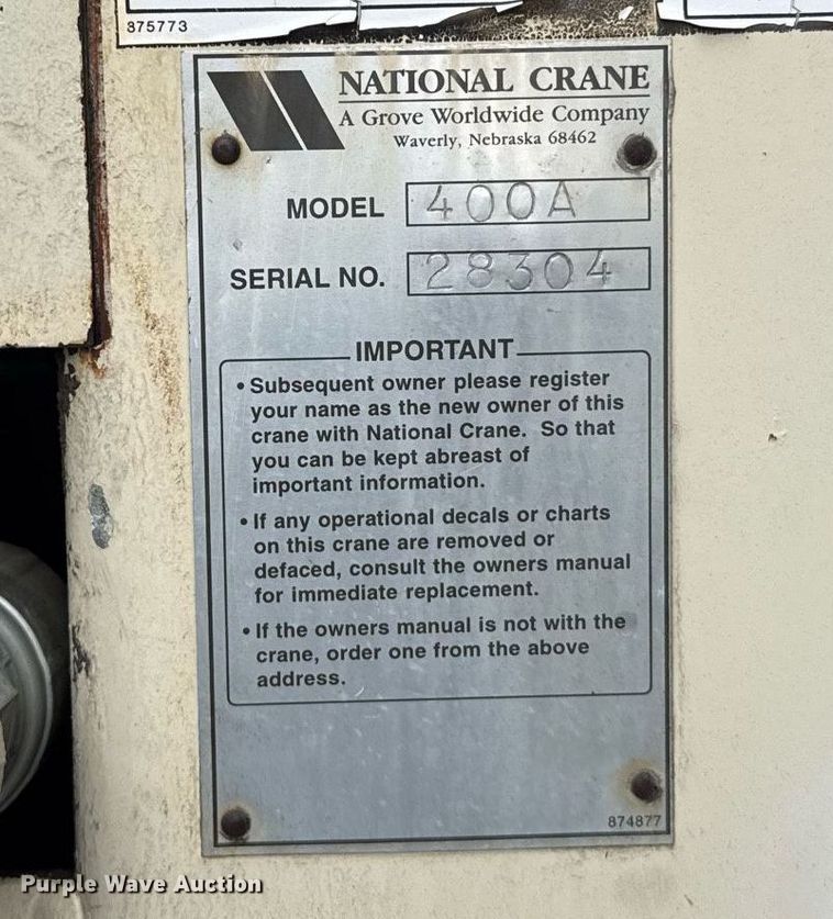 image for item EG6552 1997 Ford F800 crane truck