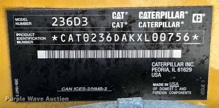 image for item EK8319 2020 Caterpillar 236D3 skid steer loader